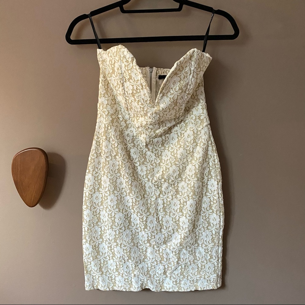 White & Gold Mini Bodycon Dress